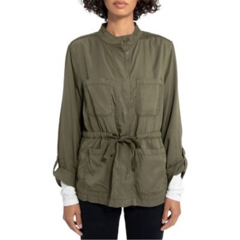 Sanctuary Utility Jacket Green Snap Roll Tab - Picture 2 of 9